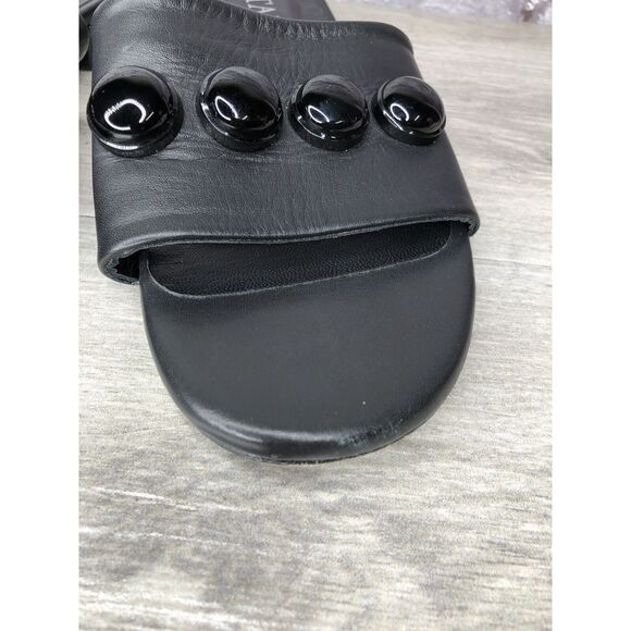 ASTARA Sahara Black Onyx Leather Handmade Slides Heel Sandals Women’s 8M US/39EU - Picture 8 of 16